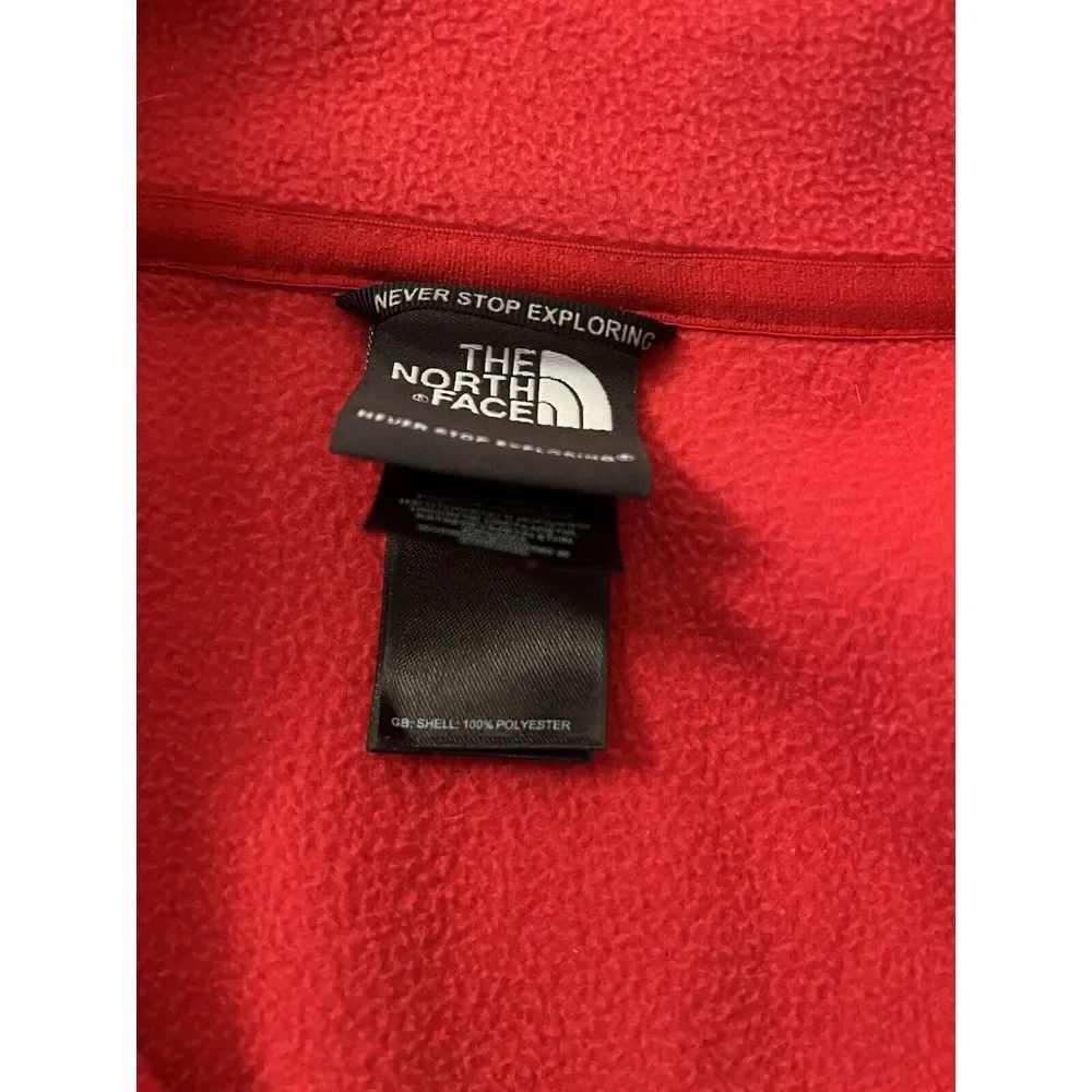 The North Face Fleece Pullover Sweater Mens Red 1/4 Zip Long Sleeve Sweatshirt L